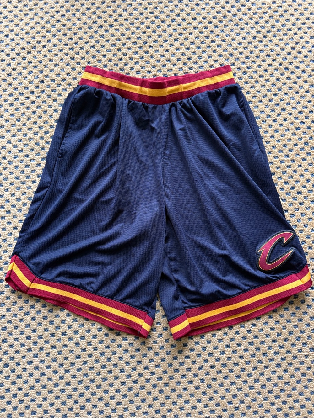 NBA Men's Navy Basketball Shorts with Maroon & Gold Trim